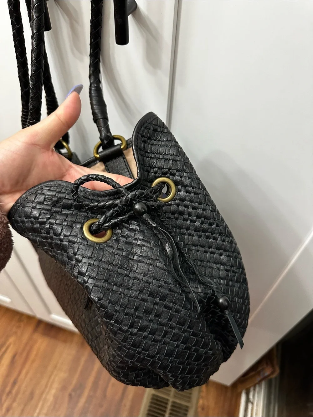 The Sak Woven Leather Hobo with side ties